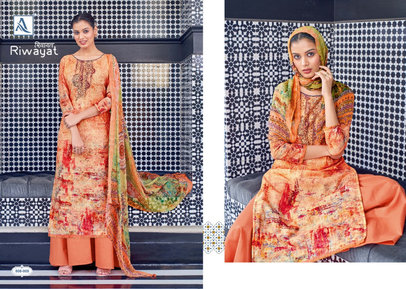 Alok Suits Riwayat Muslin Party Wear Salwar Suits With Digital Print & Embroidery