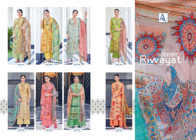 Alok Suits Riwayat Muslin Party Wear Salwar Suits With Digital Print & Embroidery