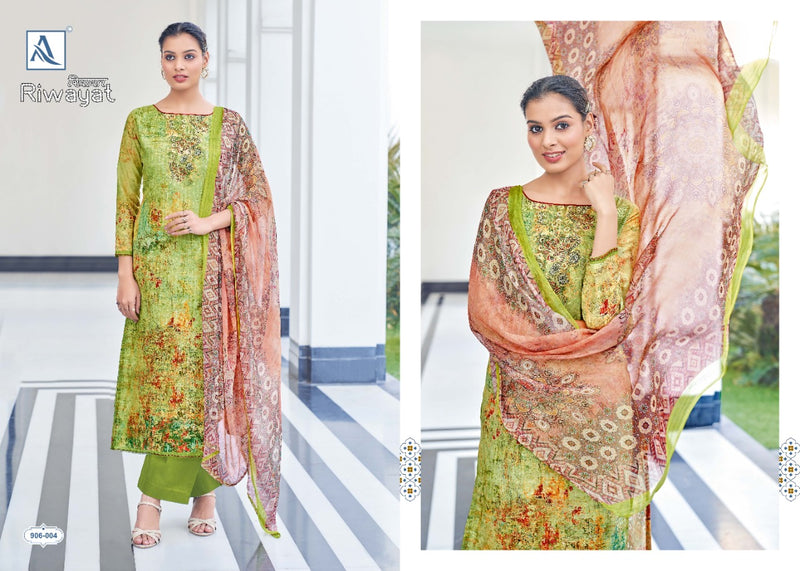 Alok Suits Riwayat Muslin Party Wear Salwar Suits With Digital Print & Embroidery