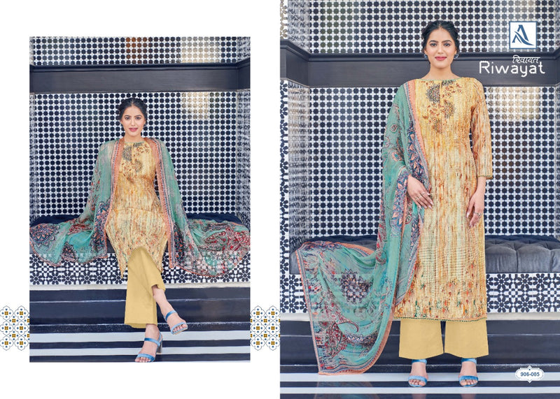 Alok Suits Riwayat Muslin Party Wear Salwar Suits With Digital Print & Embroidery