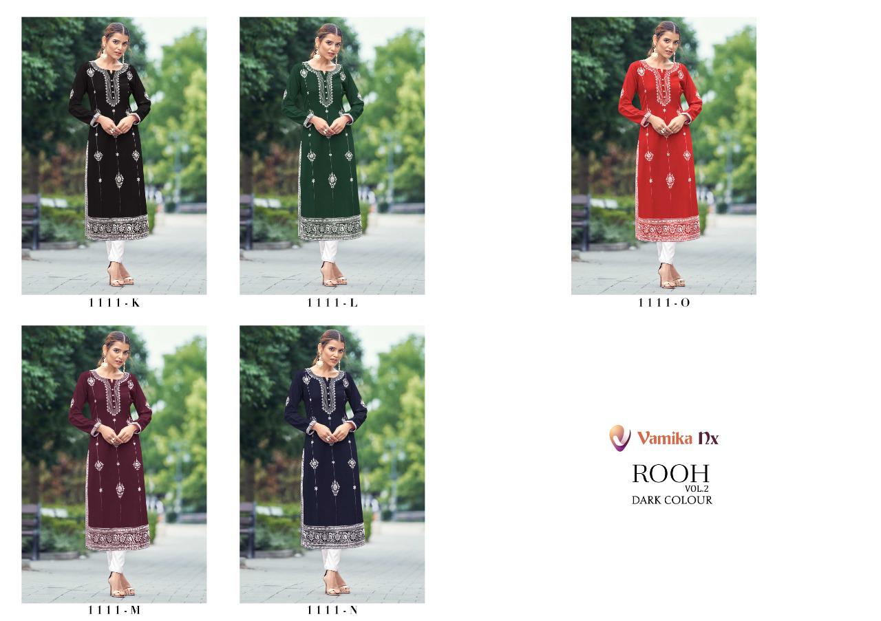 Vamika Rooh Vol 2 Dark Colours Rayon With Fancy Stylish Designer Party Wear Kurti