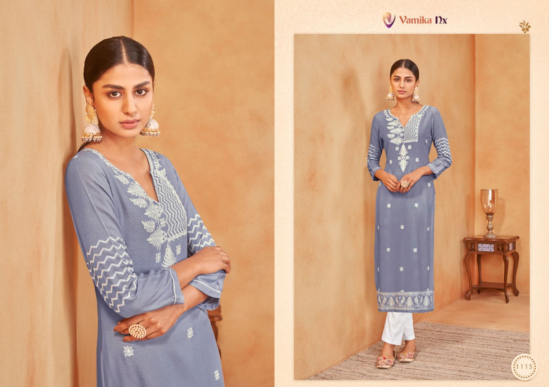 Vamika Nx Rooh Vol 3 Rayon Viscose Stylish Party Wear Kurtis With Bottom