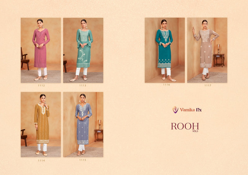 Vamika Nx Rooh Vol 3 Rayon Viscose Stylish Party Wear Kurtis With Bottom