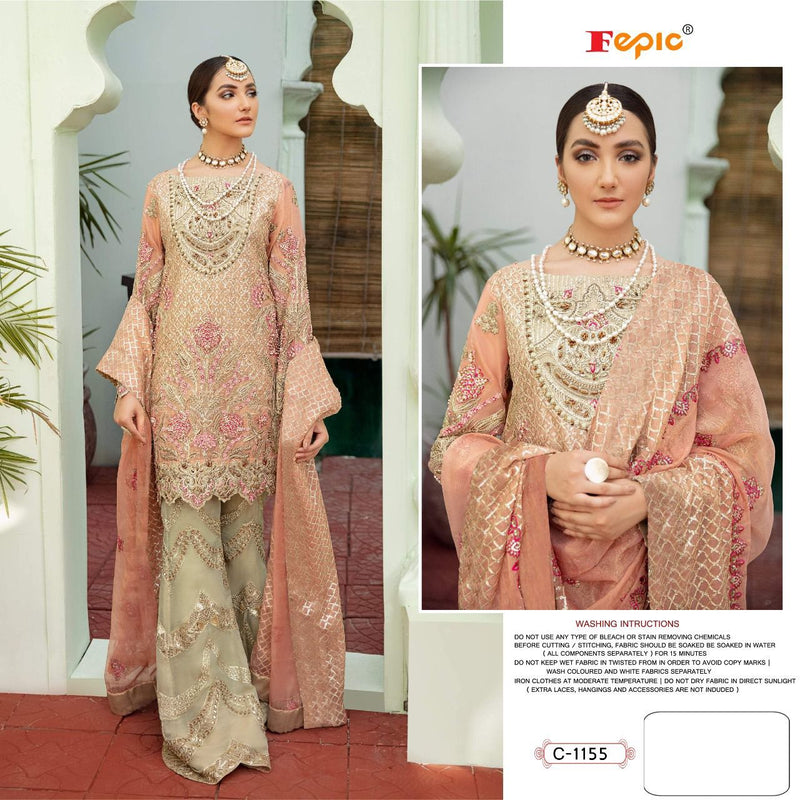 Fepic Rosemeen C 1155 Fox Georgette Pakistani Style Embroidered Wedding Wear Sharara Suits