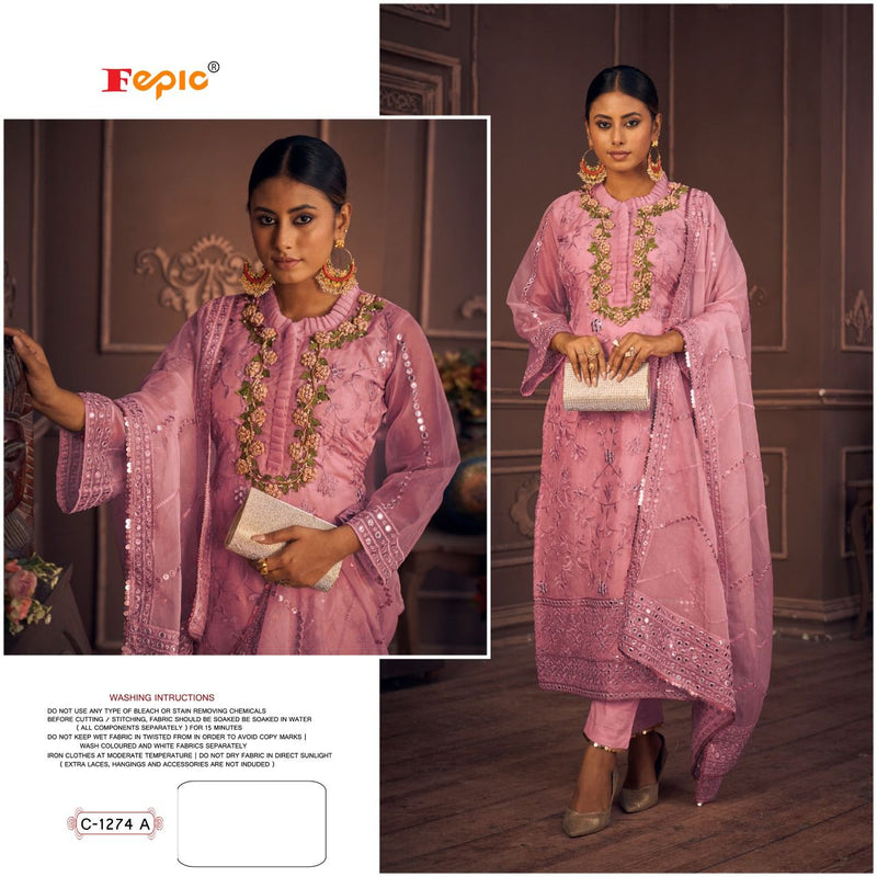 Fepic Rosemeen C 1274 A Organza With Beautiful Embroidery Work Stylish Designer Pakistani Salwar Suit