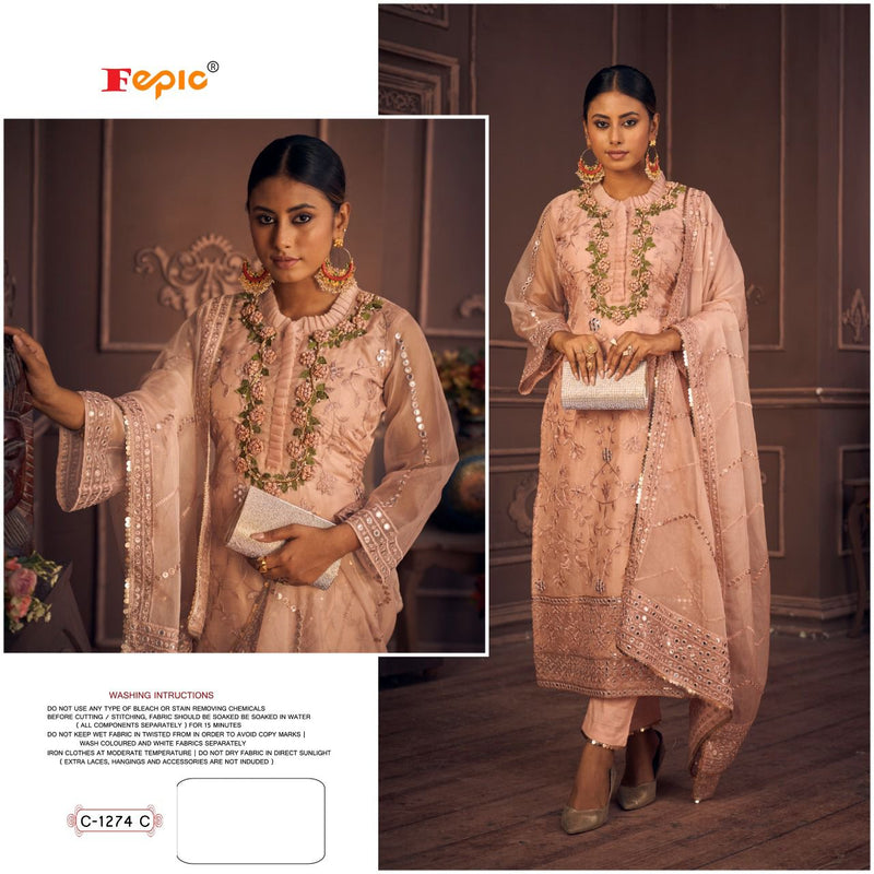 Fepic Rosemeen C 1274 C Organza With Beautiful Embroidery Work Stylish Designer Pakistani Salwar Suit