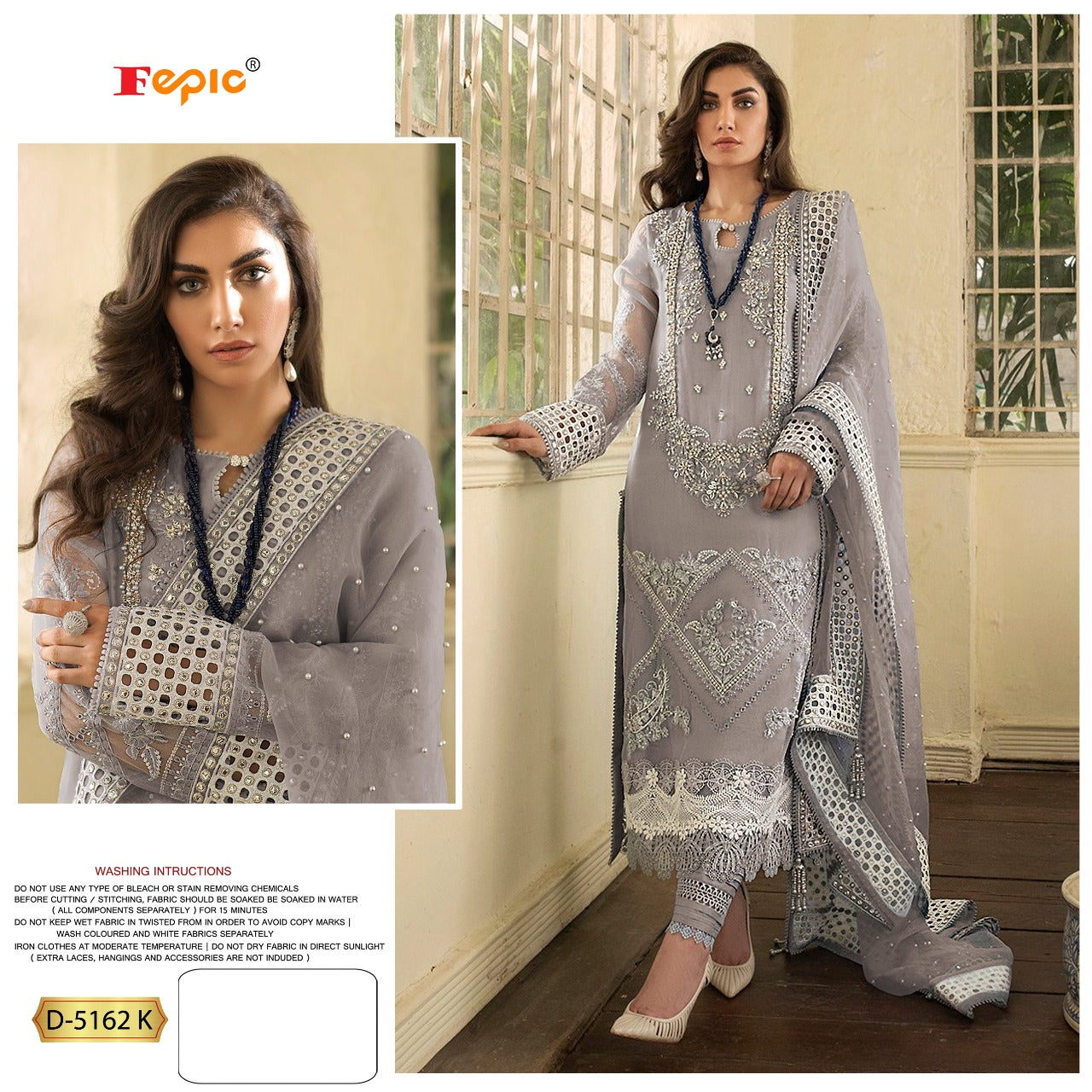 Fepic Rosemeen D 5162 Organza Embroidered Pakistani Style Party Wear Salwar Suits