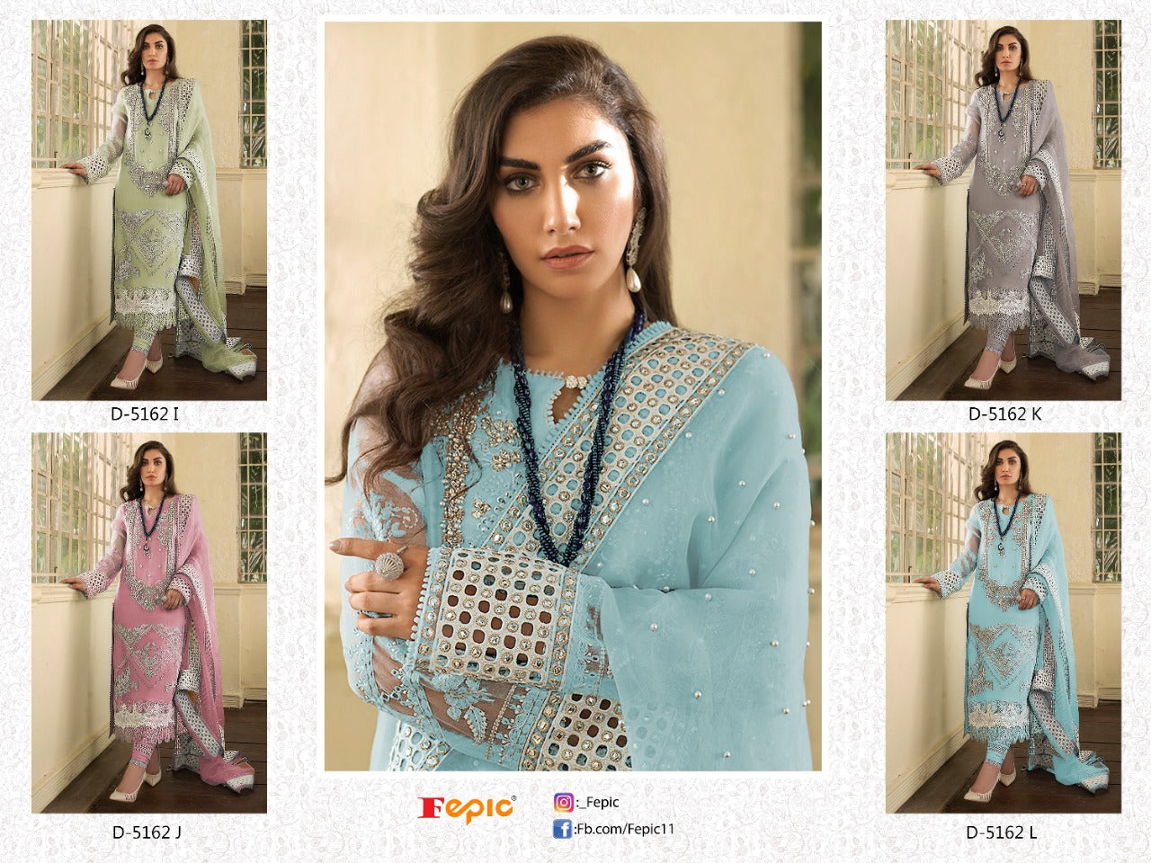 Fepic Rosemeen D 5162 Organza Embroidered Pakistani Style Party Wear Salwar Suits