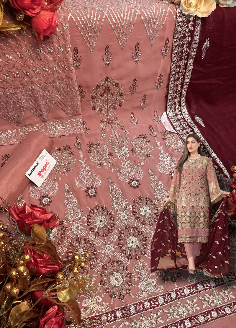 Fepic Rosemeen Dno 5225 C Georgette With Heavy Beautiful Embroidery Work Stylish Designer Pakistani Salwar Kameez