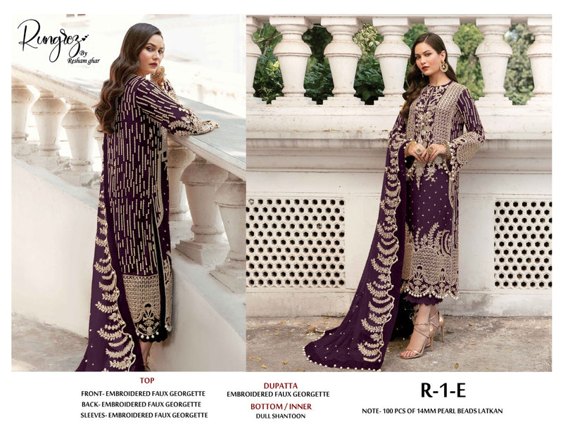 Reshamghar Rungrez R 1Colors Georgette Elegant Pakistani Style Wedding Wear Heavy Embroidered Salwar Suits