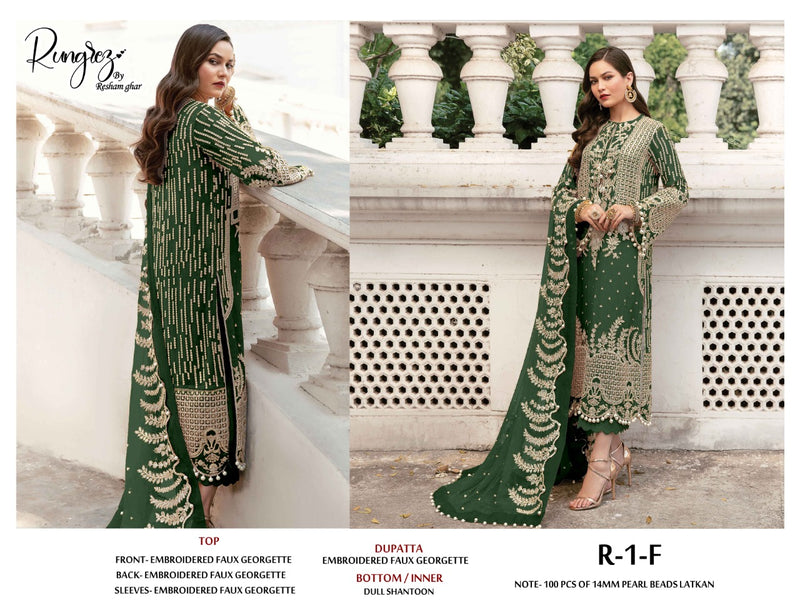 Reshamghar Rungrez R 1Colors Georgette Elegant Pakistani Style Wedding Wear Heavy Embroidered Salwar Suits