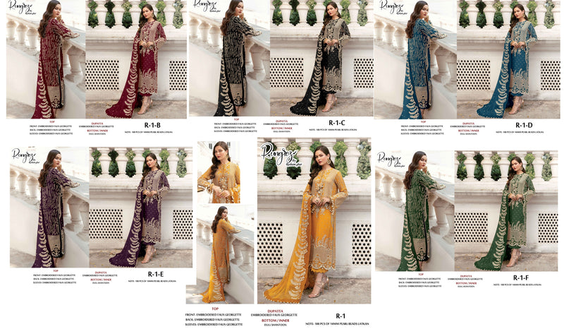 Reshamghar Rungrez R 1Colors Georgette Elegant Pakistani Style Wedding Wear Heavy Embroidered Salwar Suits