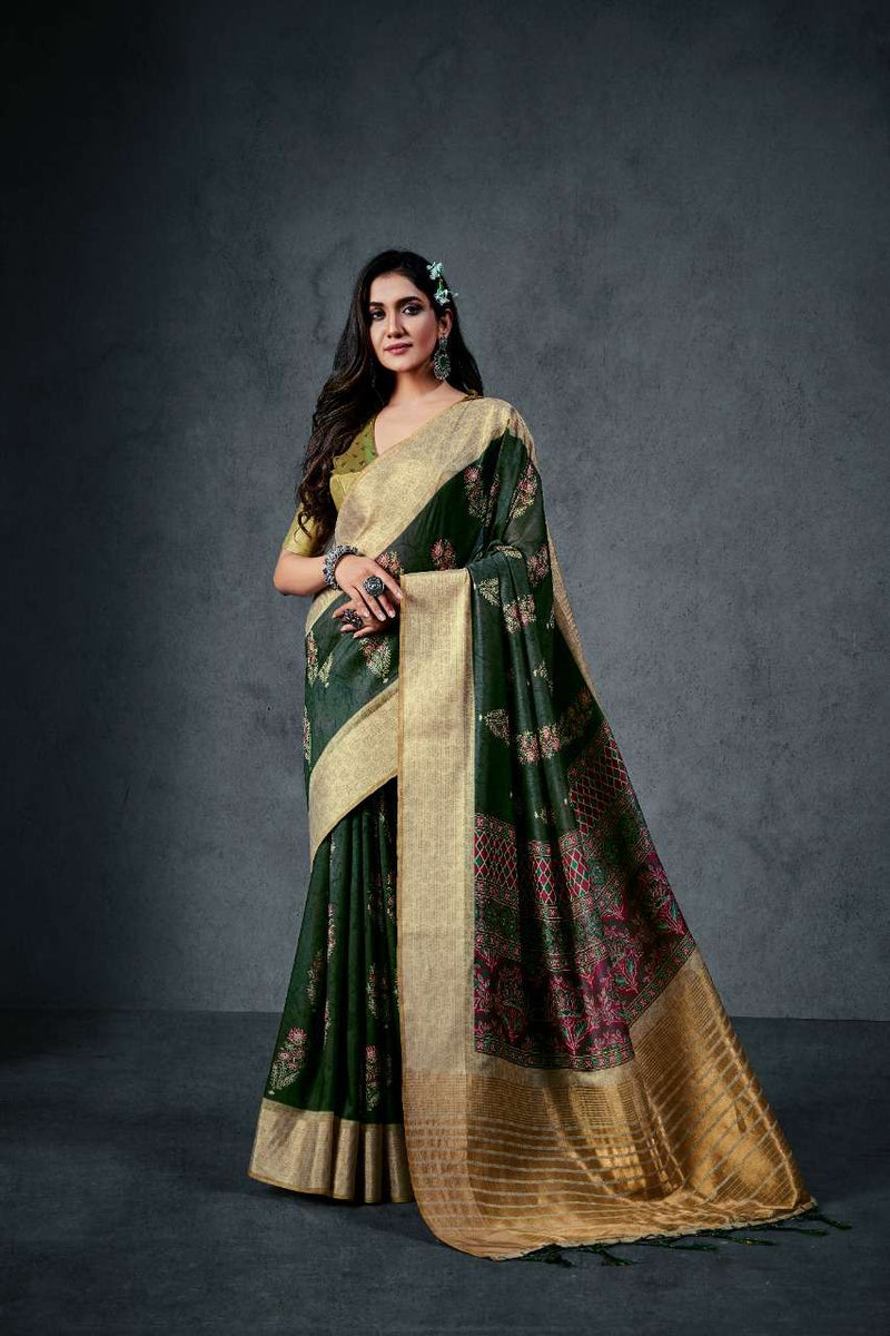 Rajyog Fabrics Aajarakh Silk Soft Cotton With Lagdi Patta Saree