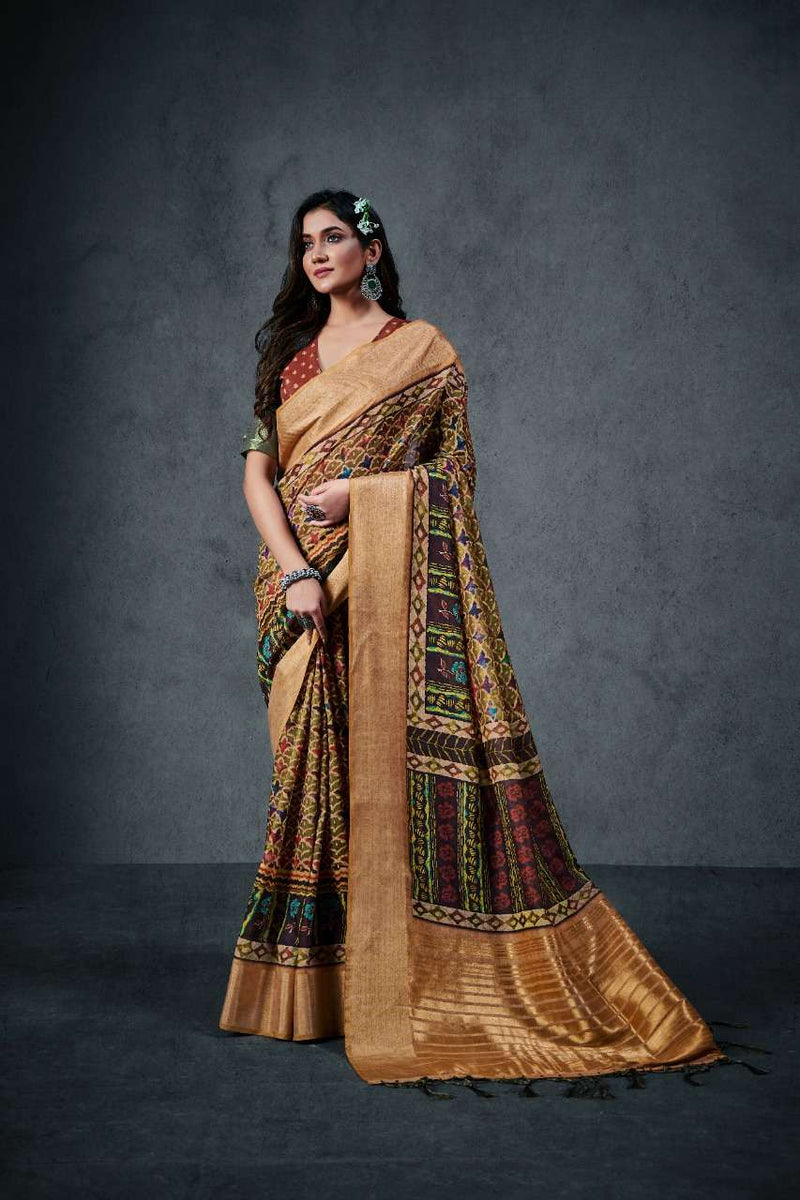 Rajyog Fabrics Aajarakh Silk Soft Cotton With Lagdi Patta Saree