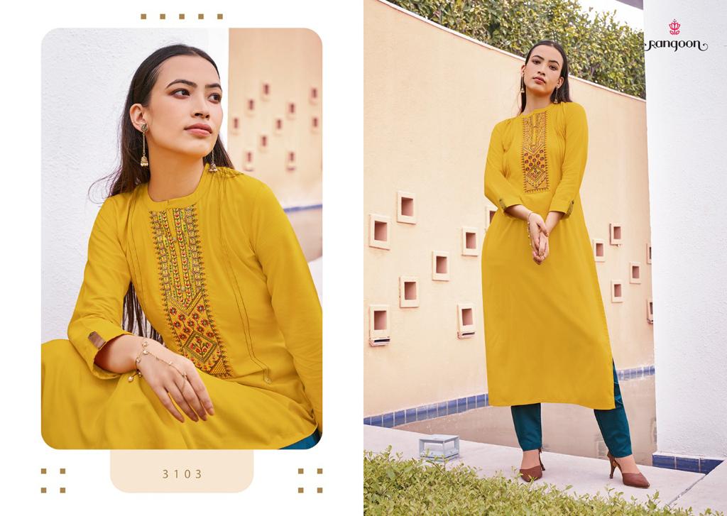 Rangoon Park Vol 3 Rayon With Value Addition Work Kurti