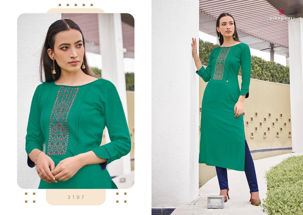 Rangoon Park Vol 3 Rayon With Value Addition Work Kurti