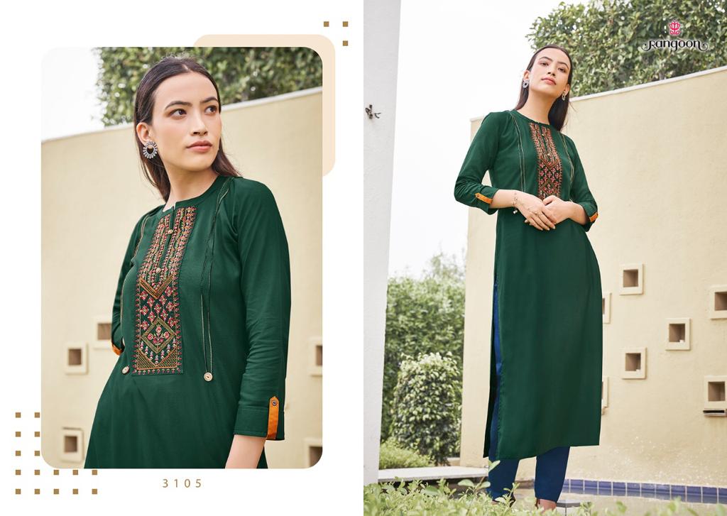 Rangoon Park Vol 3 Rayon With Value Addition Work Kurti