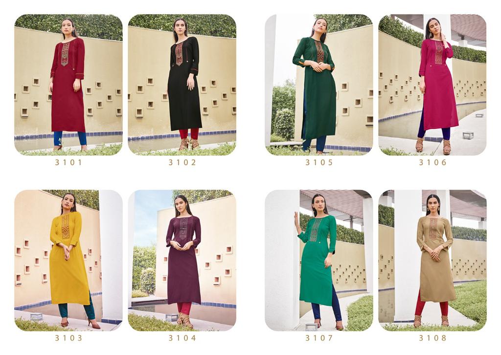 Rangoon Park Vol 3 Rayon With Value Addition Work Kurti