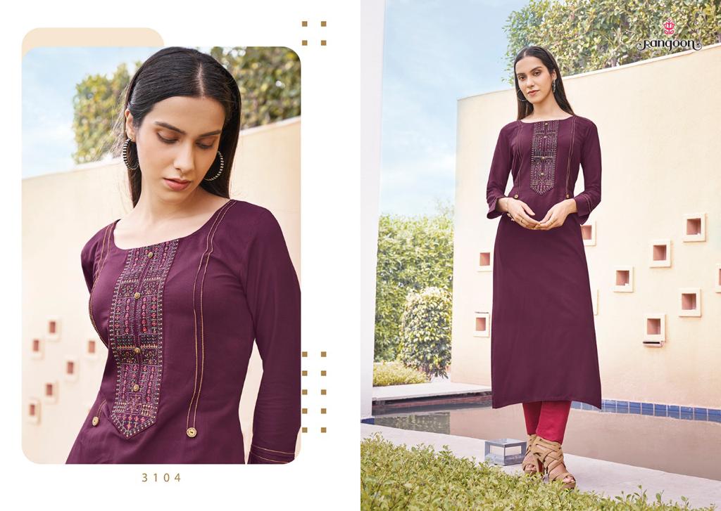 Rangoon Park Vol 3 Rayon With Value Addition Work Kurti