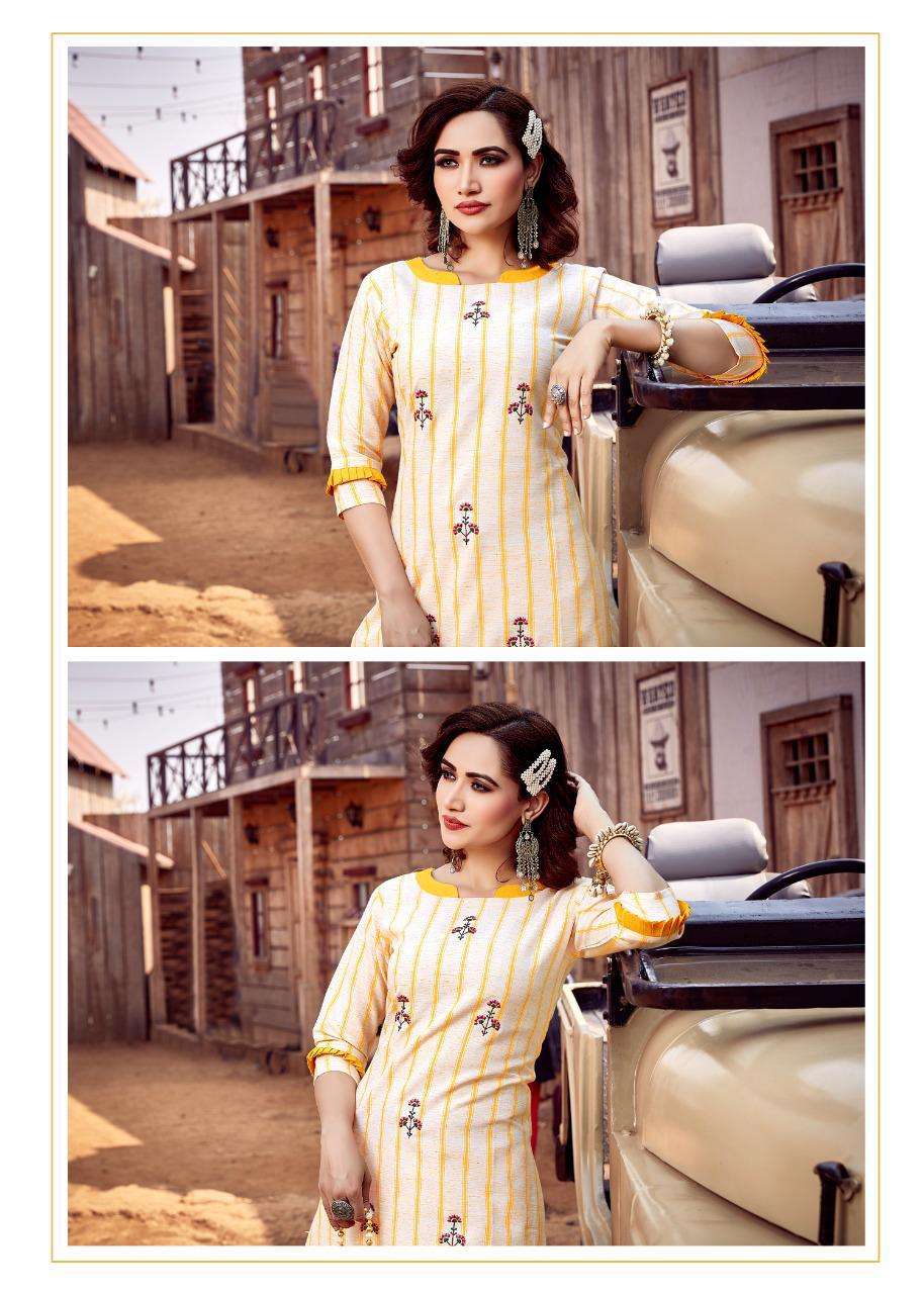 Riya Designer Launch Lime Light Vol 3 Cotton Linen With Hand Work Exclusive Fancy Kurtis