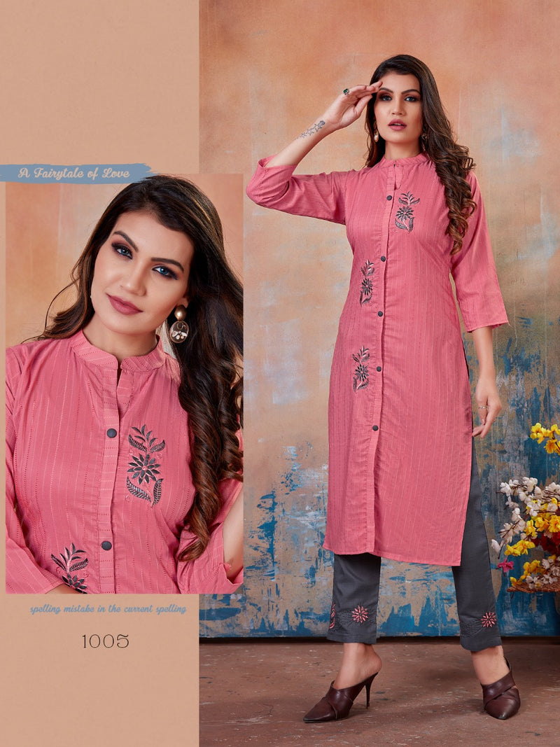 Rung Presents By Mastani Rayon With Embroidery Work Fancy Exclusive Long Straight Casual Wear Fancy Kurtis