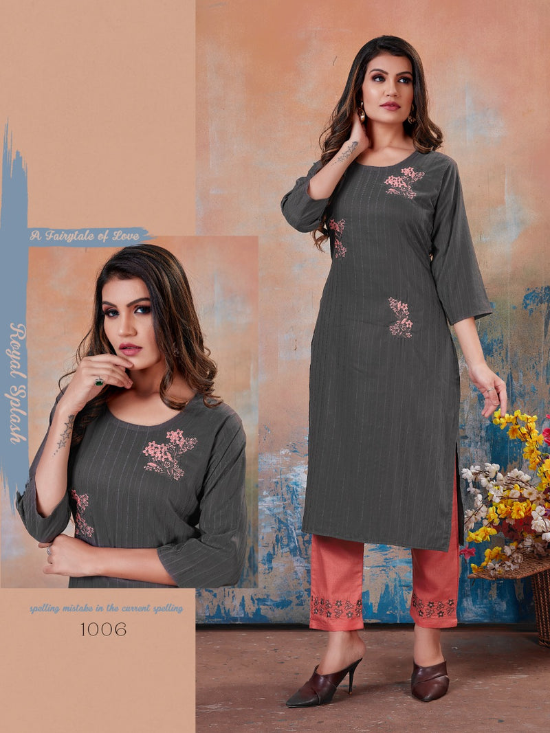 Rung Presents By Mastani Rayon With Embroidery Work Fancy Exclusive Long Straight Casual Wear Fancy Kurtis