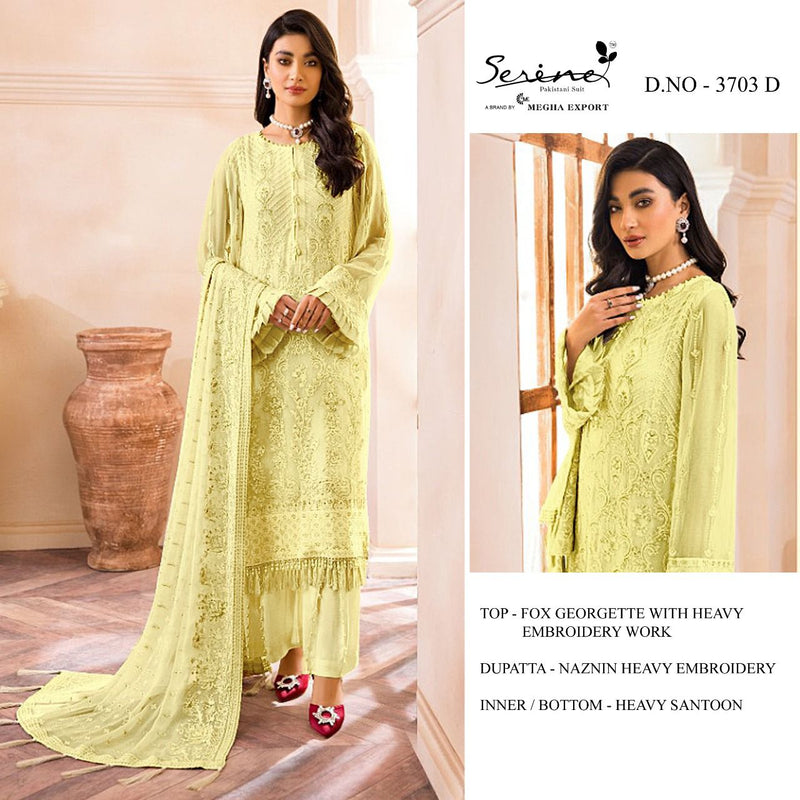 Serene S 3703 Fox Georgette Embroidered Semi Stitched Pakistani Style Festive Wear Salwar Suits