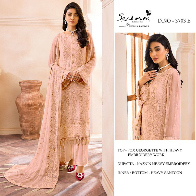 Serene S 3703 Fox Georgette Embroidered Semi Stitched Pakistani Style Festive Wear Salwar Suits