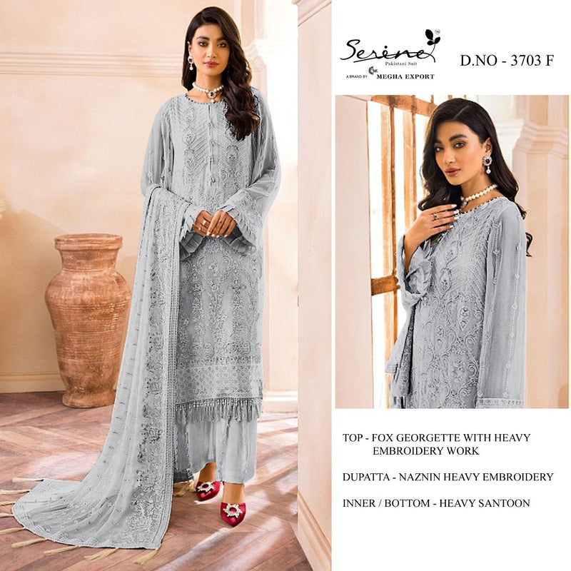 Serene S 3703 Fox Georgette Embroidered Semi Stitched Pakistani Style Festive Wear Salwar Suits