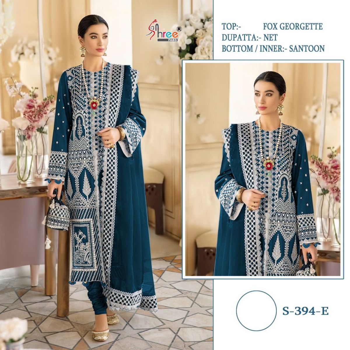 Shree Fabs S 394 Color Fox Georgette Designer Pakistani Style Wedding Wear Salwar Suits