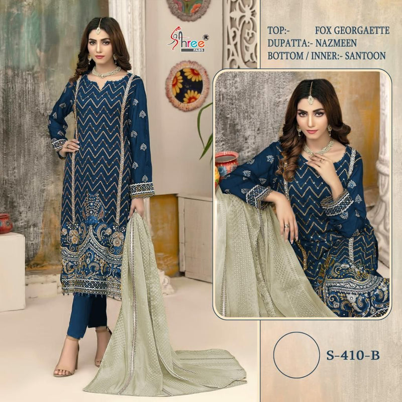 Shree Fab S 410 A And B Fox Georgette Pakistani Style Party Wear Salwar Suits