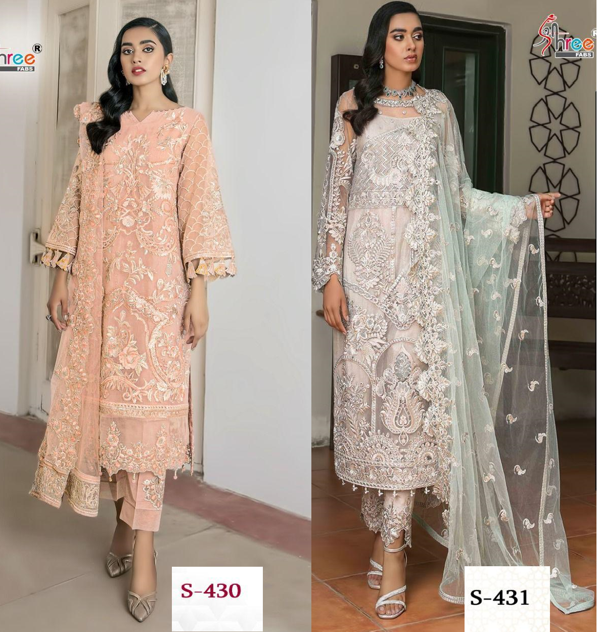 Shree Fab S 430 & S 431 Fox Georgette Designer Pakistani Style Party Wear Salwar Suits