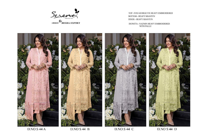 Serene S 44 Fox Georgette Designer Party Wear Semi Stitched Embroidered Salwar Suits