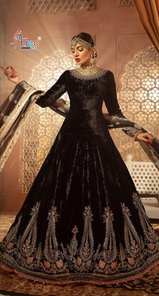 Shree Fab S 451 Velvet Designer  Style Occasional Wear Salwar Kameez With Heavy Embroidery