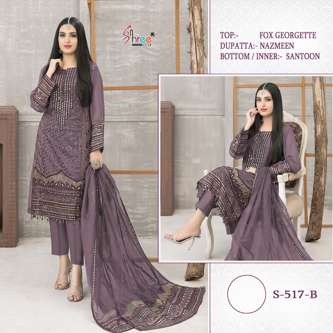 Shree Fabs S 517 B Georgette With Heavy Beautiful Embroidery Work Stylish Designer party Wear Salwar Kameez