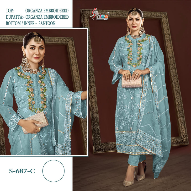 Shree Fabs Dno S 687 Organza With Heavy Fancy Embroidery Work Stylish Designer Party Wear Fancy Salwar Kameez