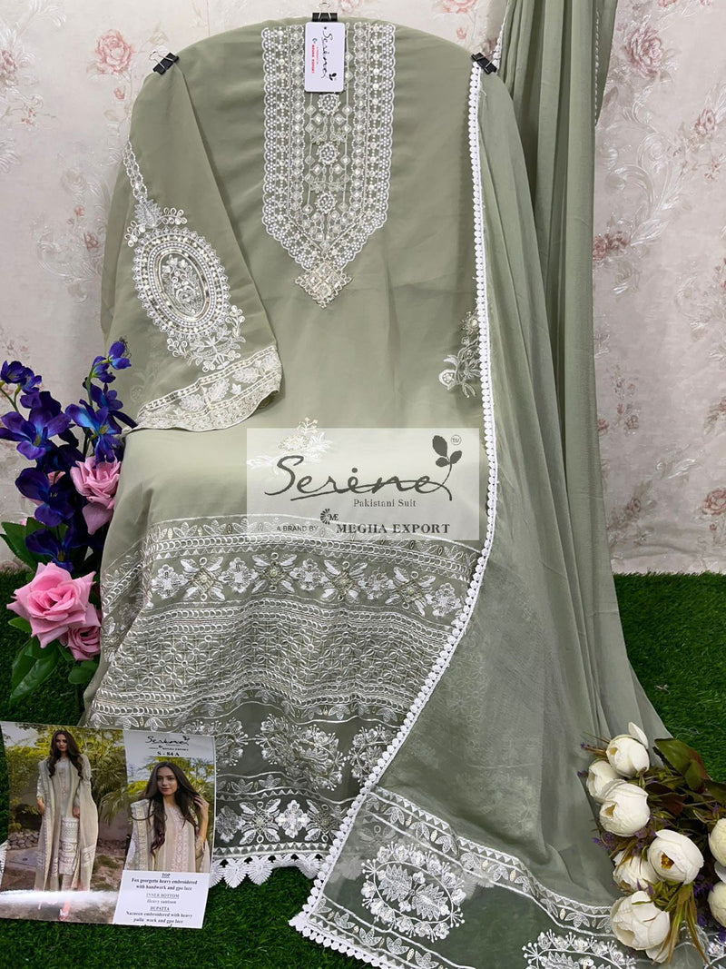 Serine S 84 Georgette With Beautiful Heavy Embroidery Work Stylish Designer Party Wear Salwar Kameez