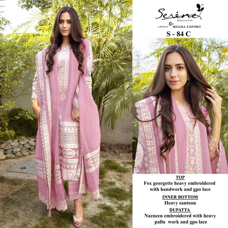 Serine S 84 Georgette With Beautiful Heavy Embroidery Work Stylish Designer Party Wear Salwar Kameez