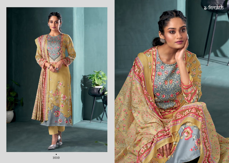 S-Nirukth Nazakat Cotton Satin Print With Mirror Work Salwar Kameez