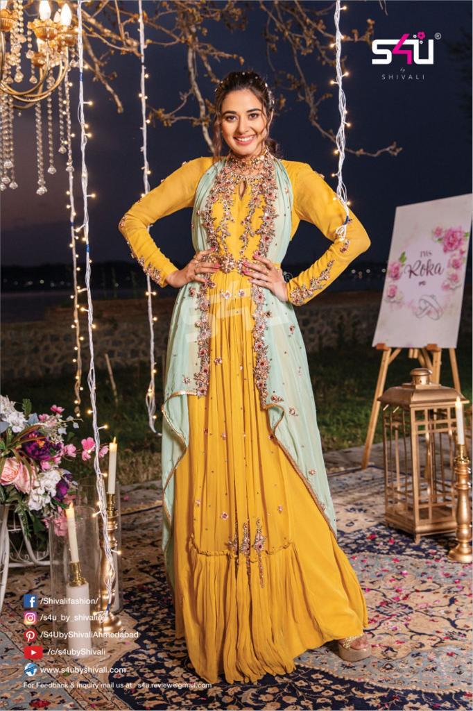 S4U Shivali The Wedding Saga Roka Georgette Designer Ready Made Wedding Wear Designer Suits