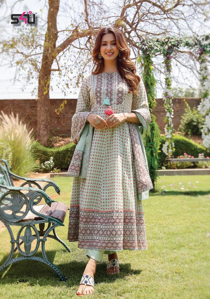 S4u Shivali Gulabo 2 Stylish Designer Anarkali Kurti With Pant And Dupatta Wear