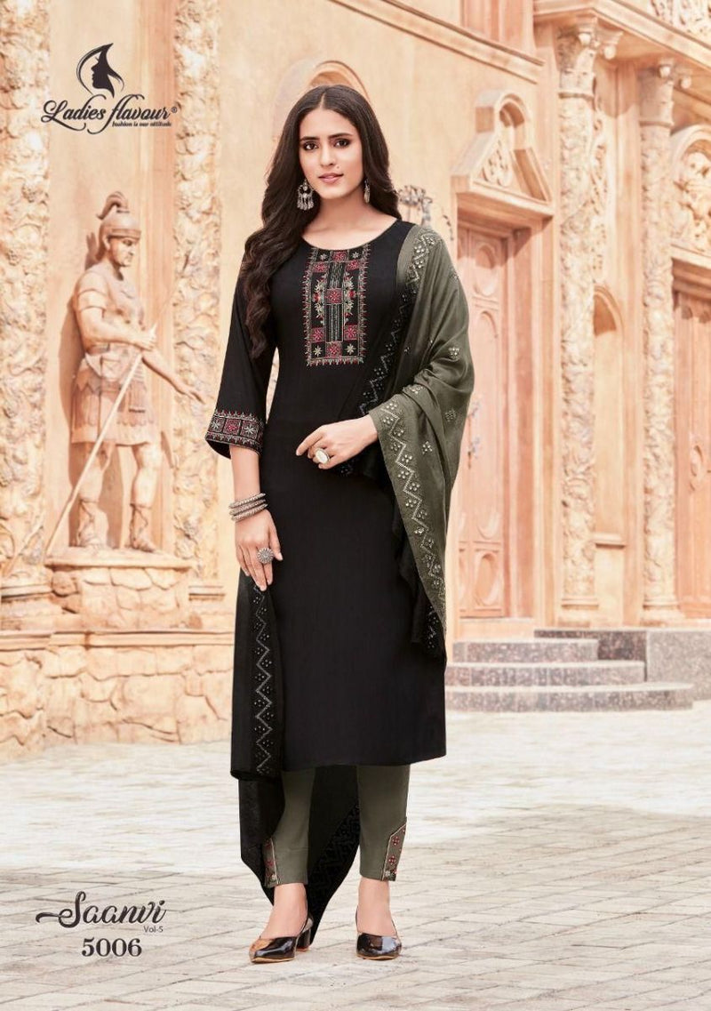 Ladies Flavour Saanvi Vol 5 Rayon With Embroidery Work Stylish Designer Casual Look Kurti