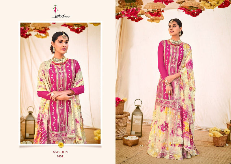 Eba Lifestyle Saffron Georgette Designer Wedding Wear Salwar Suits