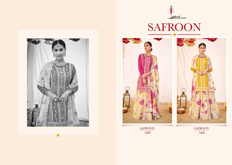 Eba Lifestyle Saffron Georgette Designer Wedding Wear Salwar Suits