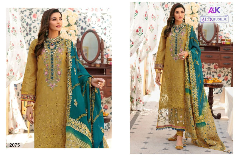 AL Khushbu Sajeda B Vol 1 Cambric Cotton Designer Pakistani Style Wedding Wear Heavy Embroidered Salwar Suits