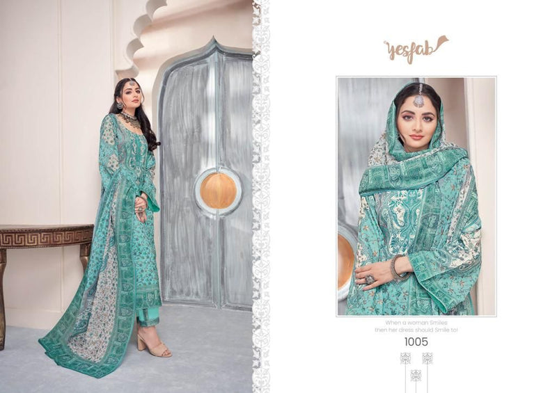 Yesfab Samaa Satin Digital Printed Pakistani Style Party  Wear Salwar Suits