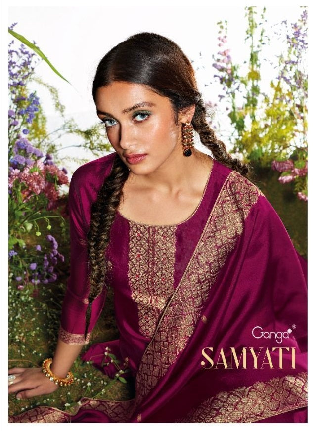 Ganga Samyati Viscose Silk Designer Party Wear Salwar Suits With Heavy Embroidery