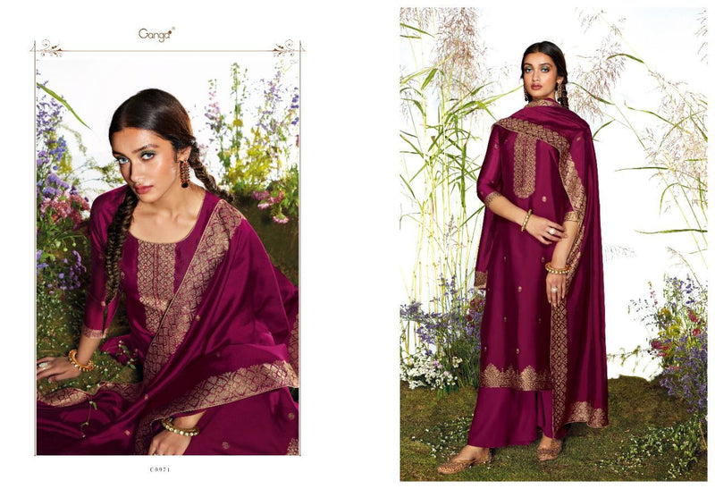 Ganga Samyati Viscose Silk Designer Party Wear Salwar Suits With Heavy Embroidery