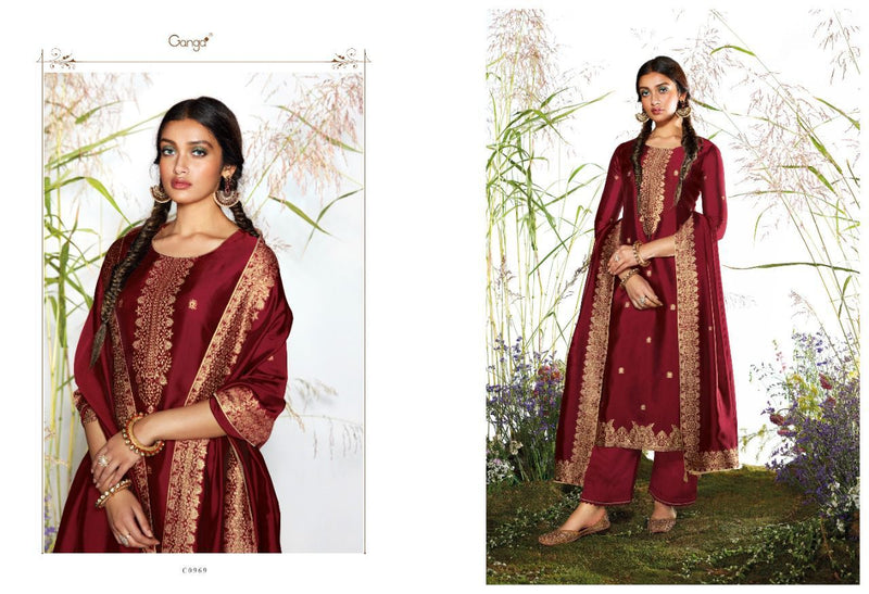 Ganga Samyati Viscose Silk Designer Party Wear Salwar Suits With Heavy Embroidery