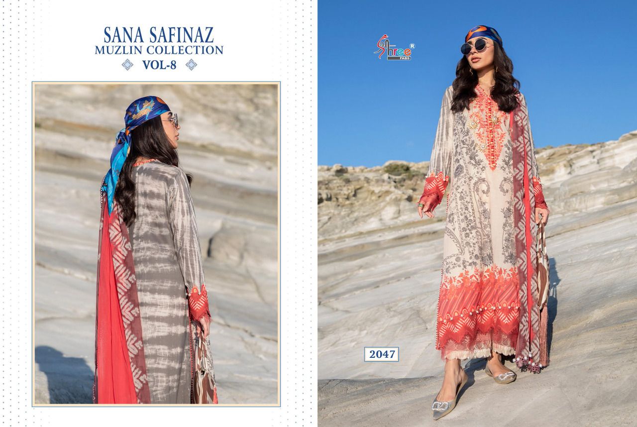 Shree Fabs Sana Safinaz Muzlin Collection Vol 8 Pakistani Style Cotton Salwar Suits